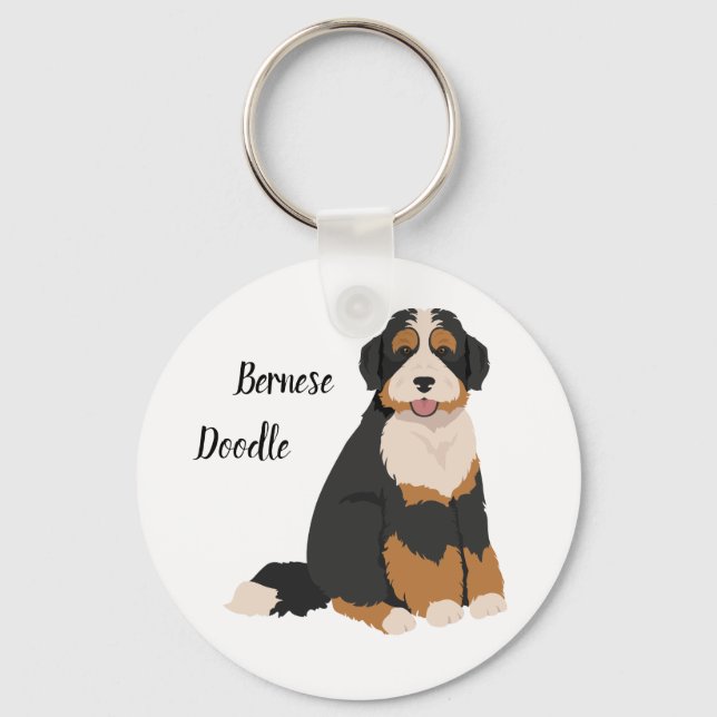 Bernese Poodle mix, Bernedoodle Weihnachtsschmuck Schlüsselanhänger (Vorderseite)