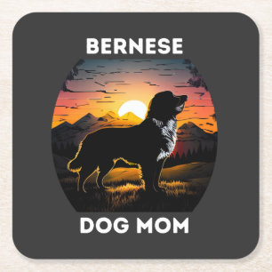 Bernese und die aufstrebende Sonne für die Berner  Rechteckiger Pappuntersetzer