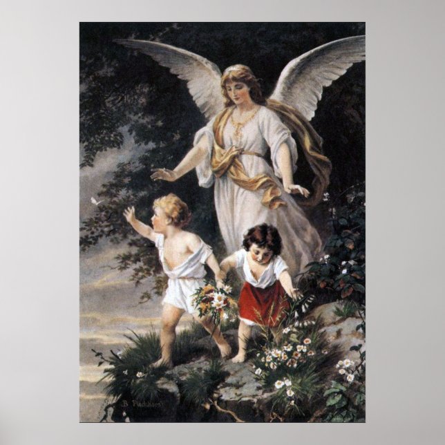 Bernhard Plockhorst - The Guardian Angel Print Poster (Vorne)
