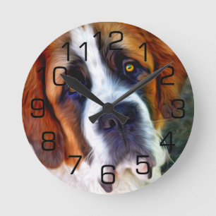 Bernhardiner-Hundemalerei Runde Wanduhr