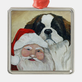Bernhardiner- und Sankt-Hundekunst-Verzierung Silbernes Ornament