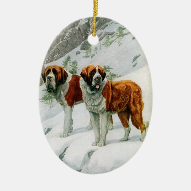 Bernhardiner-Verzierung Keramik Ornament (Vorne)