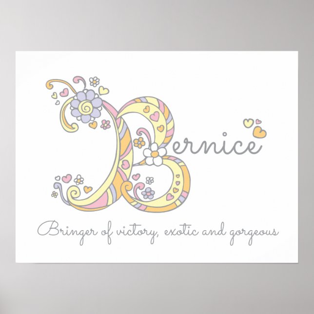 Bernice B Initial Doodle Art Name bedeutet Poster (Vorne)