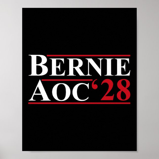 Bernie Aoc 2028 Bernie Sanders Alexandria Cortez Poster (Vorne)