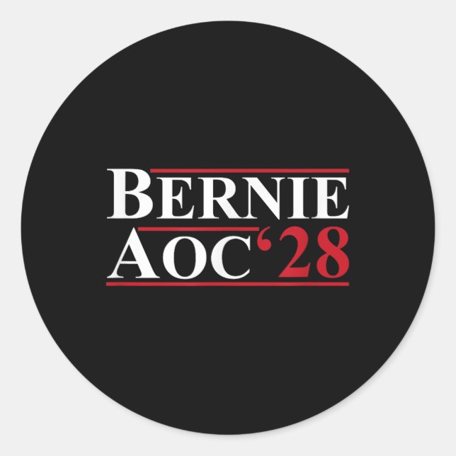 Bernie Aoc 2028 Bernie Sanders Alexandria Cortez Runder Aufkleber (Vorderseite)