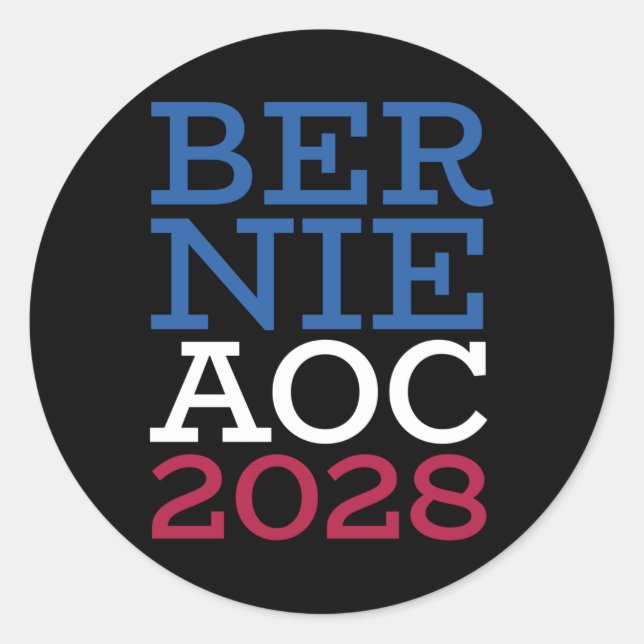 Bernie Aoc Kampagne 2028 - Patriotic Fight Oligarc Runder Aufkleber (Vorderseite)