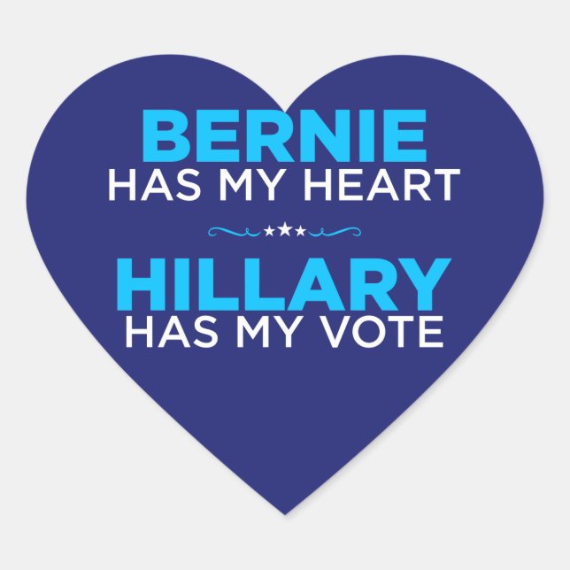 Bernie hat mein Herz, Hillary hat meinen Wählerauf Herz-Aufkleber (Vorderseite)