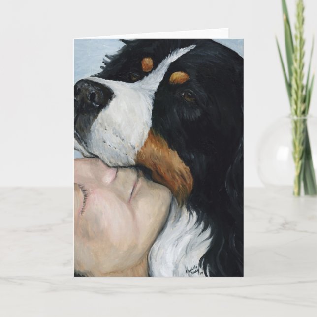 "Bernie-Liebe-" Hundekunst-freier Raum Notecard Karte (Vorderseite)