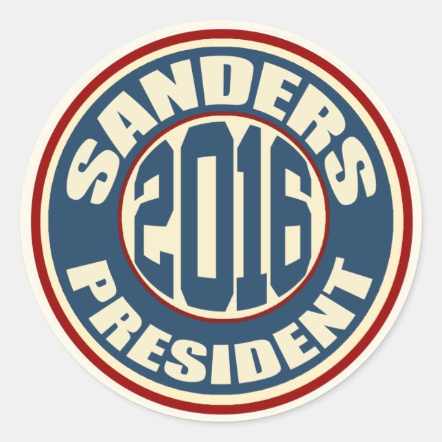 Bernie Sanders für den Präsidenten im Jahr 2016 Runder Aufkleber (Vorderseite)