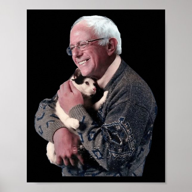 Bernie Sanders Hugging Cat Shirt Süße Tier Lover Poster (Vorne)