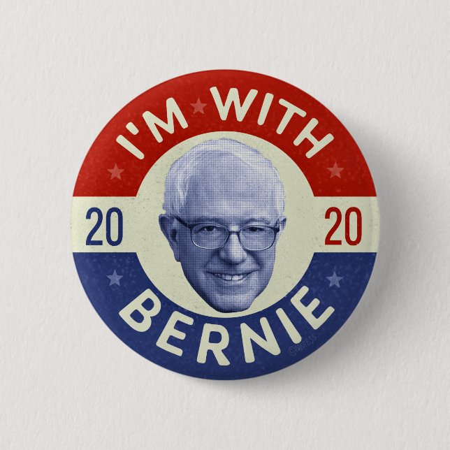 Bernie Sanders Präsident 2020 Foto Retro Button (Vorderseite)