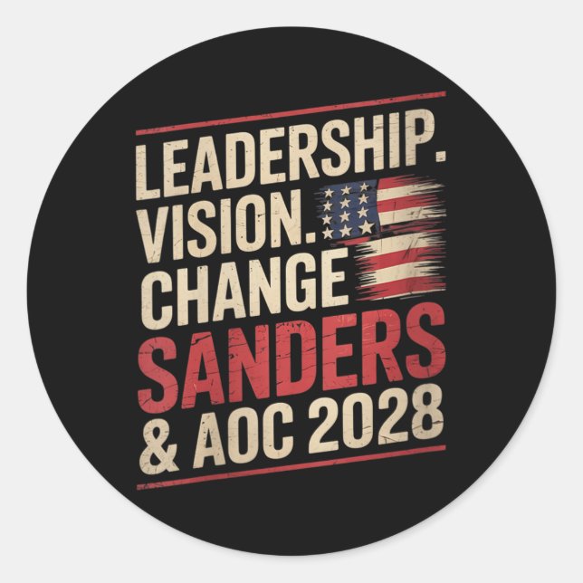 Bernie Sanders und Aoc 2028 für Präsident C Runder Aufkleber (Vorderseite)