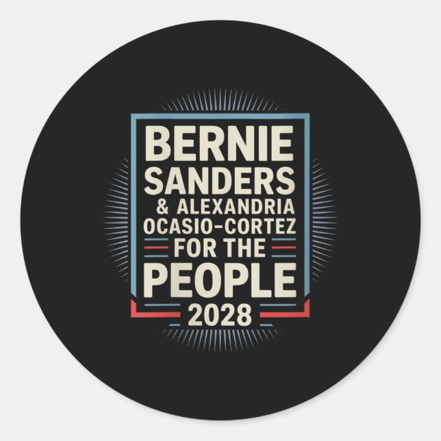 Bernie Sanders und Aoc 2028 für Präsident C Runder Aufkleber (Vorderseite)
