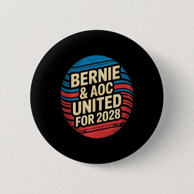 Bernie Sanders und Aoc 2028 für Präsidentschaftska Button (Vorderseite)