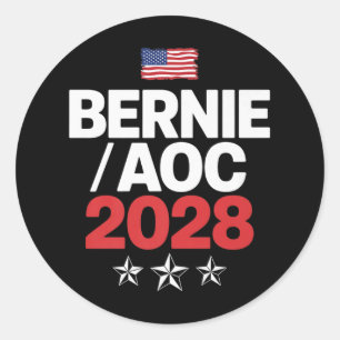 Bernie Sanders und Aoc 2028 für Präsidentschaftska Runder Aufkleber