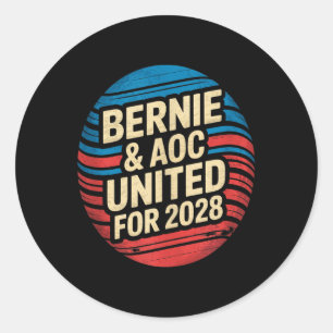 Bernie Sanders und Aoc 2028 für Präsidentschaftska Runder Aufkleber