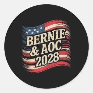 Bernie Sanders und Aoc 2028 für Präsidentschaftska Runder Aufkleber