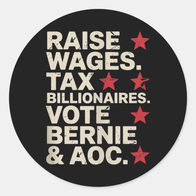 Bernie Sanders und Aoc 2028 für Präsidentschaftska Runder Aufkleber (Vorderseite)