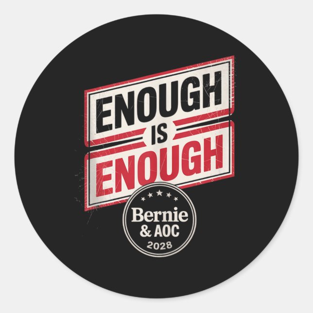 Bernie Sanders und Aoc 2028 für Präsidentschaftska Runder Aufkleber (Vorderseite)