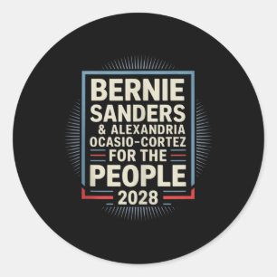 Bernie Sanders und Aoc 2028 für Präsidentschaftska Runder Aufkleber