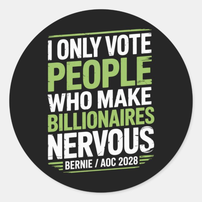 Bernie Sanders und Aoc 2028 für Präsidentschaftska Runder Aufkleber (Vorderseite)