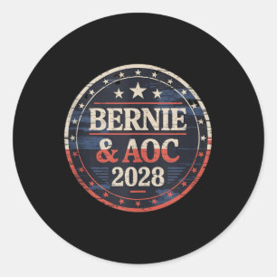 Bernie Sanders und Aoc 2028 für Präsidentschaftska Runder Aufkleber
