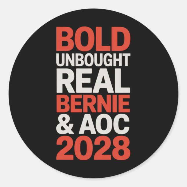 Bernie Sanders und Aoc 2028 für Präsidentschaftska Runder Aufkleber (Vorderseite)