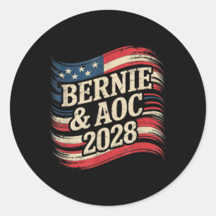Bernie Sanders und Aoc 2028 für Präsidentschaftska Runder Aufkleber