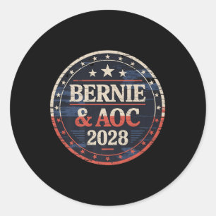 Bernie Sanders und Aoc 2028 für Präsidentschaftska Runder Aufkleber