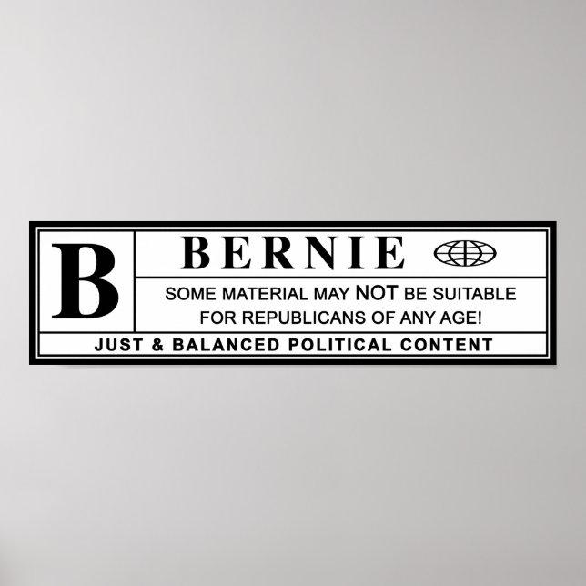 Bernie Sanders Warning Label Poster (Vorne)