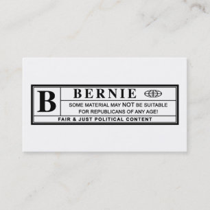 Bernie Sanders Warning Label Visitenkarte
