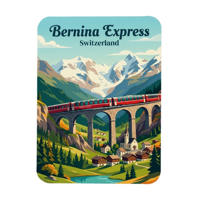 Bernina Express, Schweizer Alpen Schweiz Magnet (Vertikal)