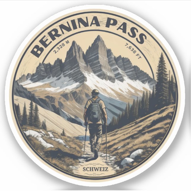 bernina Pass Schwimmen Outdoor Bergpass Aufkleber (Vorderseite)