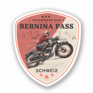 Berninapass Schweiz-Alpen Motorradtour Aufkleber