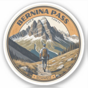Berninapass Schweiz im Freien Gebirgspass Aufkleber