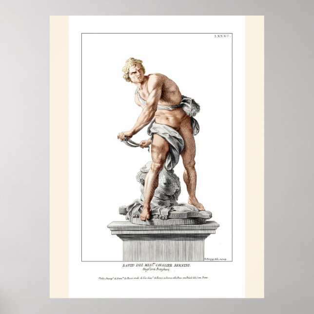 Berninis David in einer Gravur von Nicolas Dorigny Poster (Vorne)