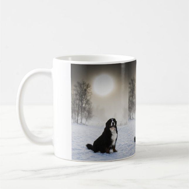 bernischer Berghund im Schnee Kaffeetasse (Links)