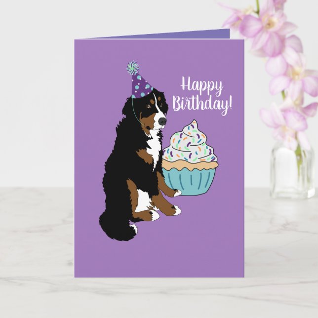 Bernois Mountain Dog Carte de voeux d'anniversaire (Orchidée)