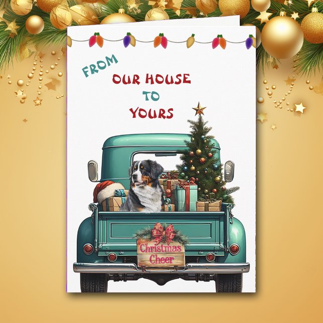 Bernois Mountain Dog Farm Truck Carte de Noël (Créateur téléchargé)