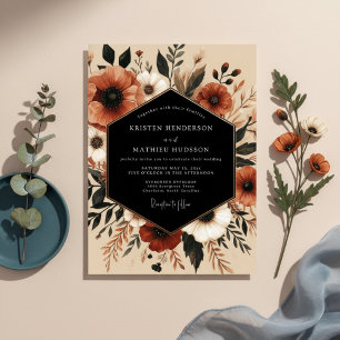 Bernstein-Blüten-Herbstglanz-Hochzeit Einladung