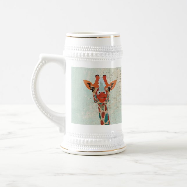 Bernstein schauende Giraffe Stein Bierglas (Links)