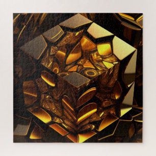 Bernstein- und goldfarbener geometrischer Würfel m
