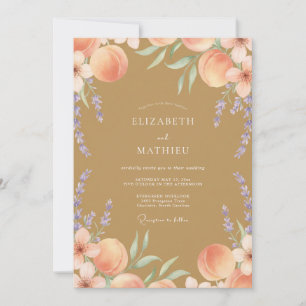 Bernstein-Violette-Pfirsich-Eukalyptus-Hochzeit Einladung