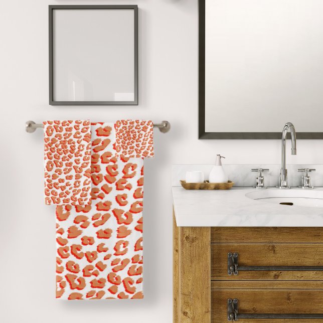 Bernsteinfarben und weißes Leopard Badhandtuch Set (Amber Color Leopard Print Bath Towel Set by Looly Elzayat
)