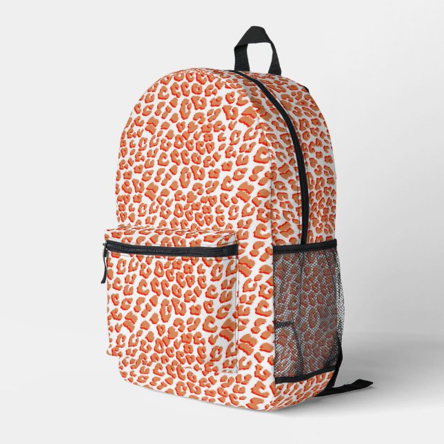 Bernsteinfarben und weißes Leopard Bedruckter Rucksack (Rückseitige Ecke Rechts)