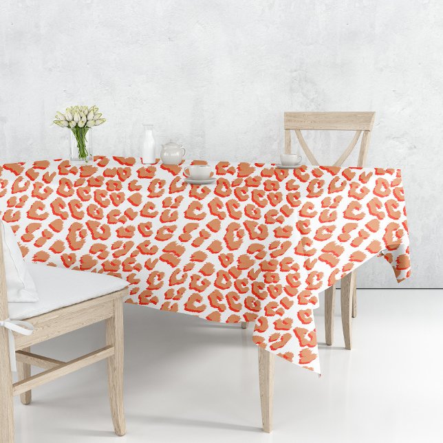 Bernsteinfarben und weißes Leopard Tischdecke (Amber Color and White Leopard Print Tablecloth by Looly Elzayat
)