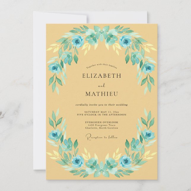 Bernsteinfarbene Hochzeit im Frühling Einladung (Vorderseite)