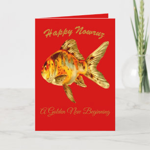 Bernsteinfarbener Goldfisch zum Nowruz Karte