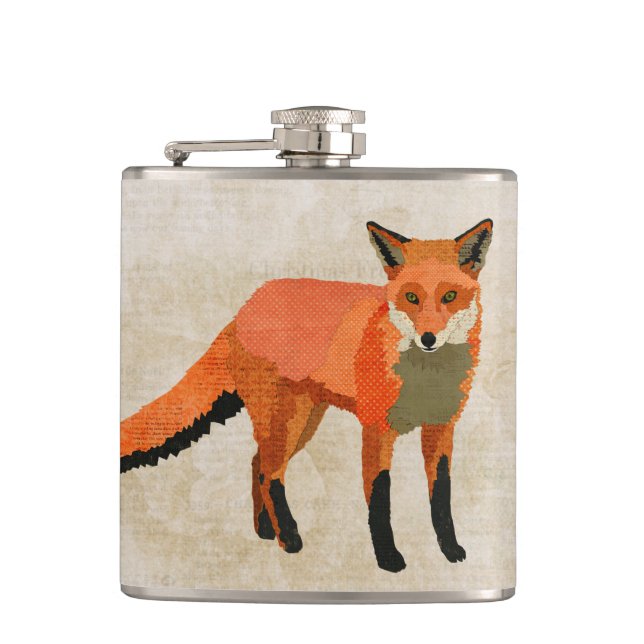 Bernsteinfarbige Fox-Flasche Flachmann (Vorderseite)