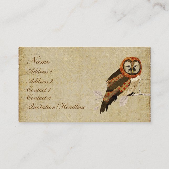 Bernsteinfarbige Mama-Eulen-Visitenkarte/Umbauten Visitenkarte (Vorderseite)